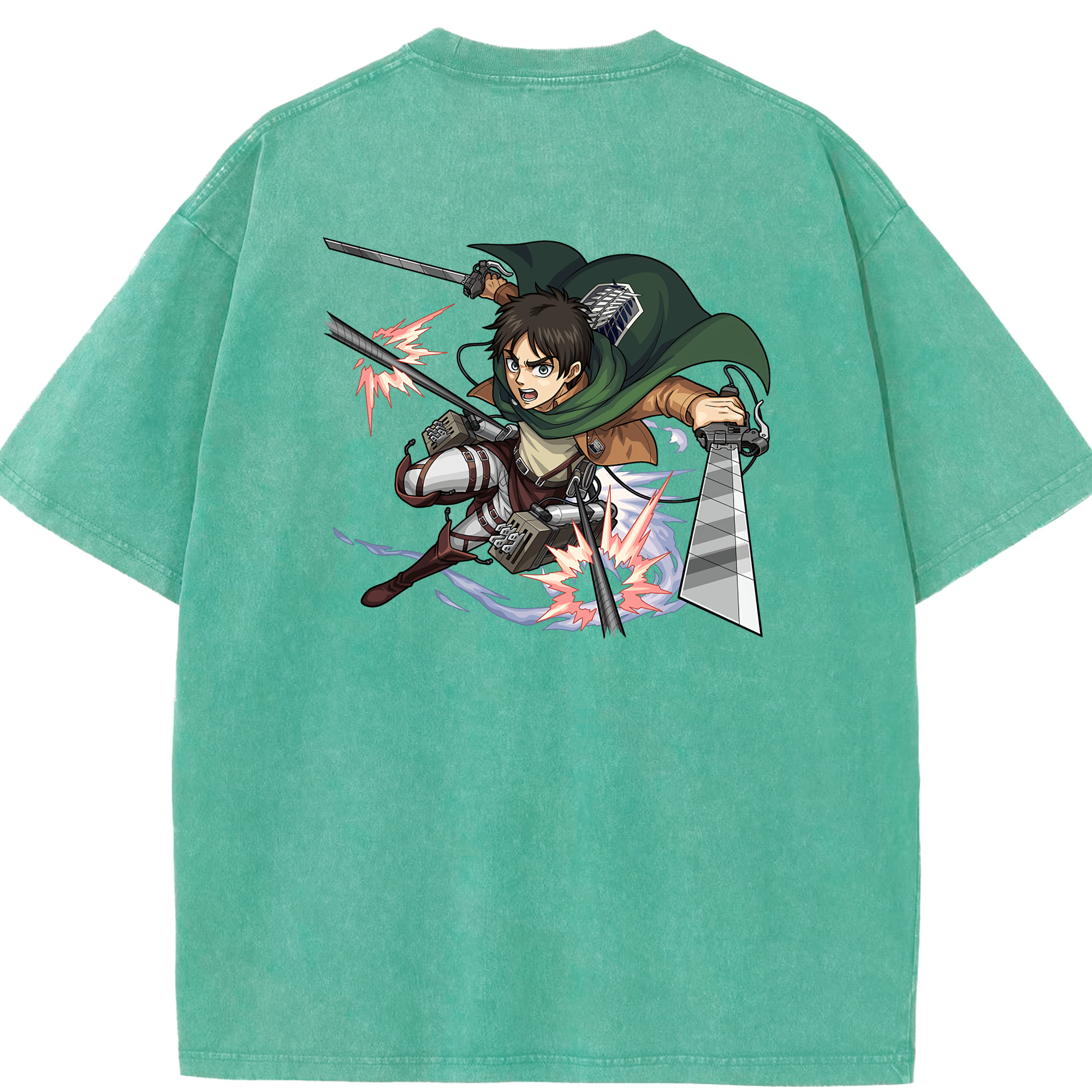 （画像用） 進撃の巨人 エレン･イェーガー Attack on Titan Eren Jäger 綿100% ヴィンテージ風 半袖Tシャツ（背面プリント）